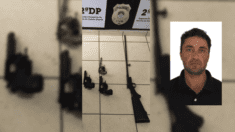 Armas apreendidas e Paulo Flores - FOTO/Edição Nova Lima News