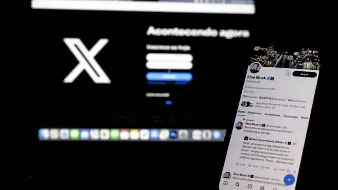 Rede social X, de Elon Musk, foi banida no Brasil Foto: EFE/ Antonio Lacerda